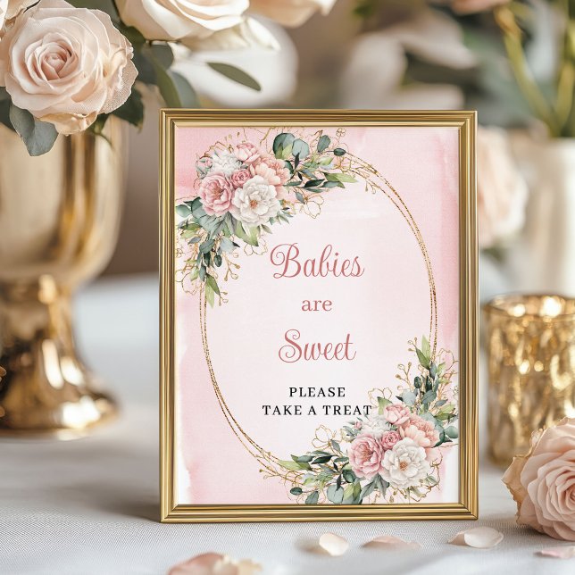 Boho Dusty Pink Flowers Eucalyptus Babies Sweet Poster (Boho Dusty Pink Flowers Eucalyptus Cards and Gifts)