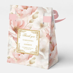 Boho Dusty Pink Gold Floral Wedding Favour Box