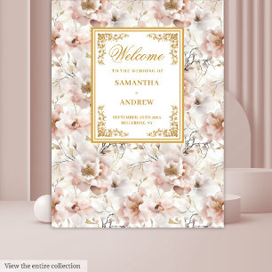 Boho Dusty Pink Ivory Gold Wedding Tapestry