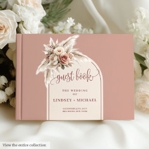 Boho Dusty Pink Pampas Floral Wedding Arch Wedding Guest Book