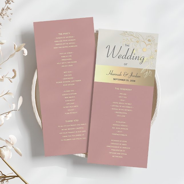 Boho Dusty Programme de mariage Rose (Créateur téléchargé)