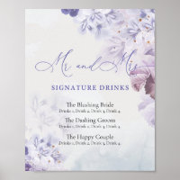 Boho dusty purple lilac blue pink signature drinks