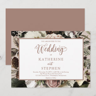 Boho Dusty Rose Floral Bouquet Faire-part de maria