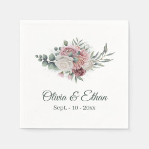 Boho Dusty Rose Floral Bouquet Napkin