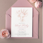 boho dusty rose floral first communion invitation<br><div class="desc">This design features lovely bohemian watercolor dusty rose flowers and white cross. This design is great for your child first holy communion. You can change the colours and text to match your own theme.</div>
