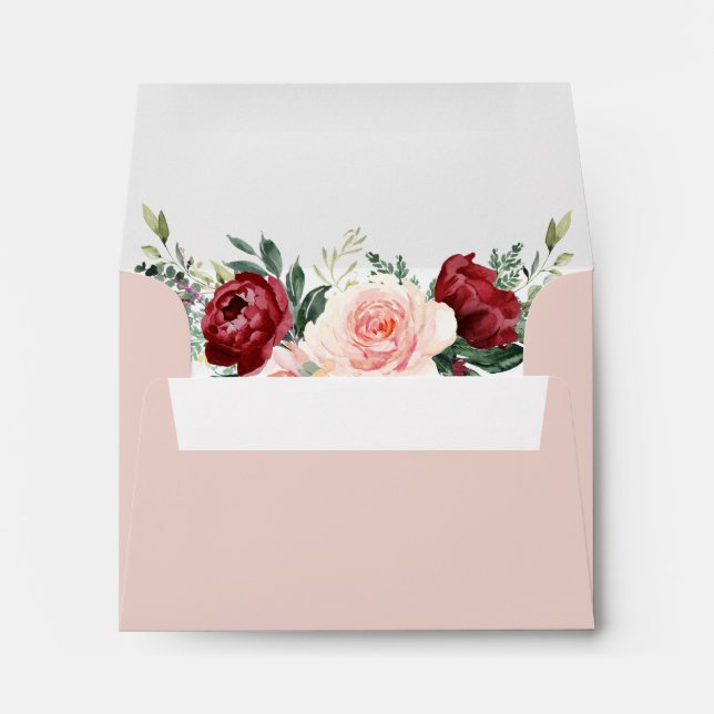Boho Dusty Rose Floral Return Address RSVP Envelope (Back (Bottom))