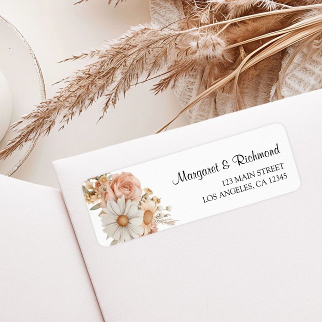 Boho Dusty Rose Floral Wedding Address (Creator Uploaded)