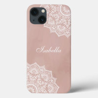 Boho Dusty Rose Mandala Custom Name