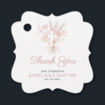 boho dusty rose pampas floral baptism favour tags<br><div class="desc">This design features lovely bohemian watercolor dusty rose flowers and white cross. You can change the colours and text to match your own theme.</div>