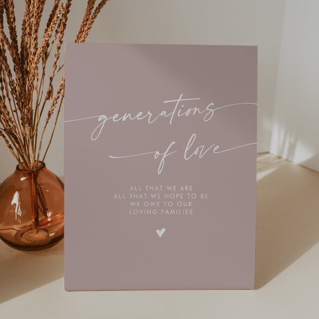 Boho Dusty Rose Pink Generations of Love Wedding Pedestal Sign (Creator Uploaded)