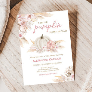 Boho Dusty Rose Pumpkin Baby Shower Invitation