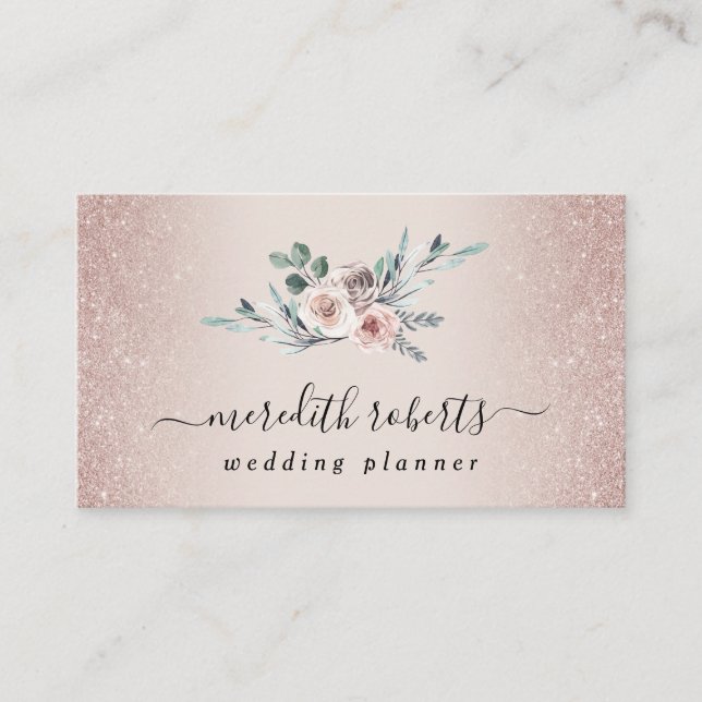 Boho Dusty Rose Roses Carte de visite de Parties s (Devant)
