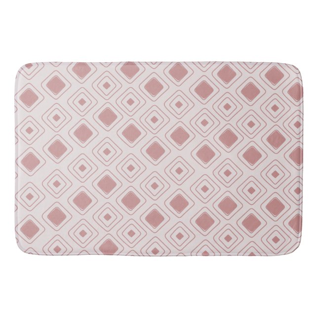 Boho Dusty Rose Tribal Geometric Aztec Pattern Bath Mat (Front)