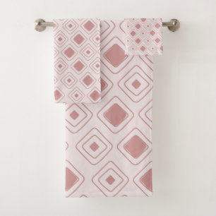 Boho Dusty Rose Tribal Geometric Aztec Pattern Bath Towel Set