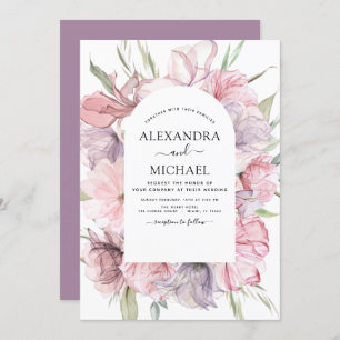 Boho Dusty rose violet Faire-part de mariage