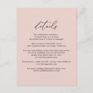 Boho Dusty Rose Wedding Details Enclosure Card