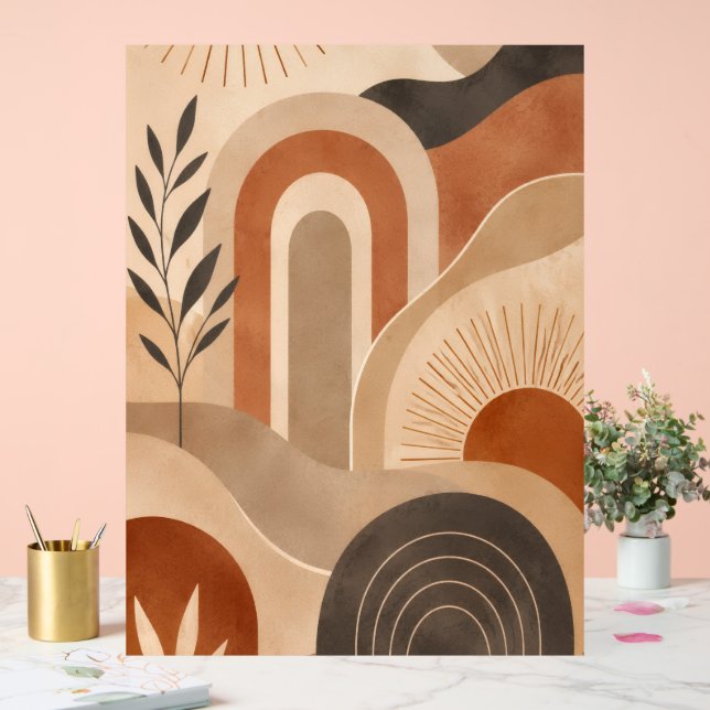 Boho Earth Tone Abstract Wall Art Acrylic Sign (Wedding)