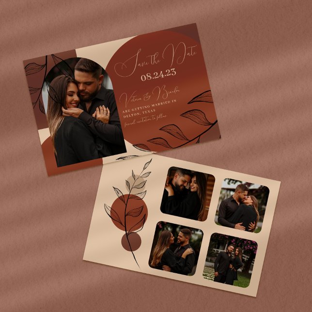 Boho Earth Tone Arch Foliage Terracotta Wedding Save The Date (Creator Uploaded)
