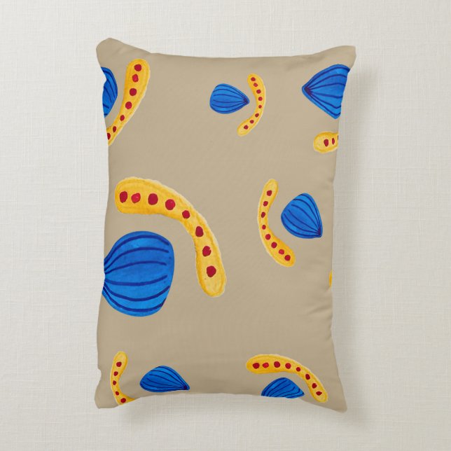 Boho earth tone hand-painted pattern accent pillow (Back(Vertical))