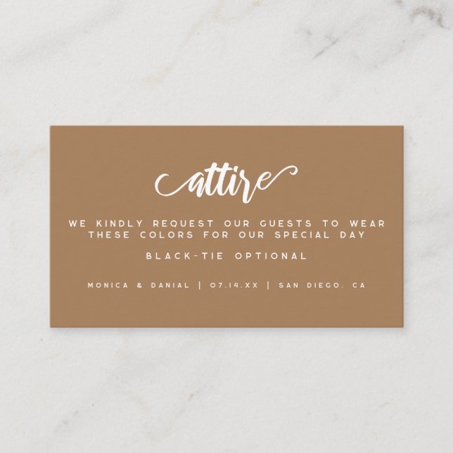 Boho Earth Tone Wedding Colour Palette Cards (Front)