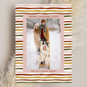 Boho Earth Tones Hand Drawn Folded Christmas Card