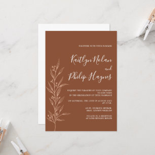 Boho Earthy Botanical Elegant Ivory Invitation