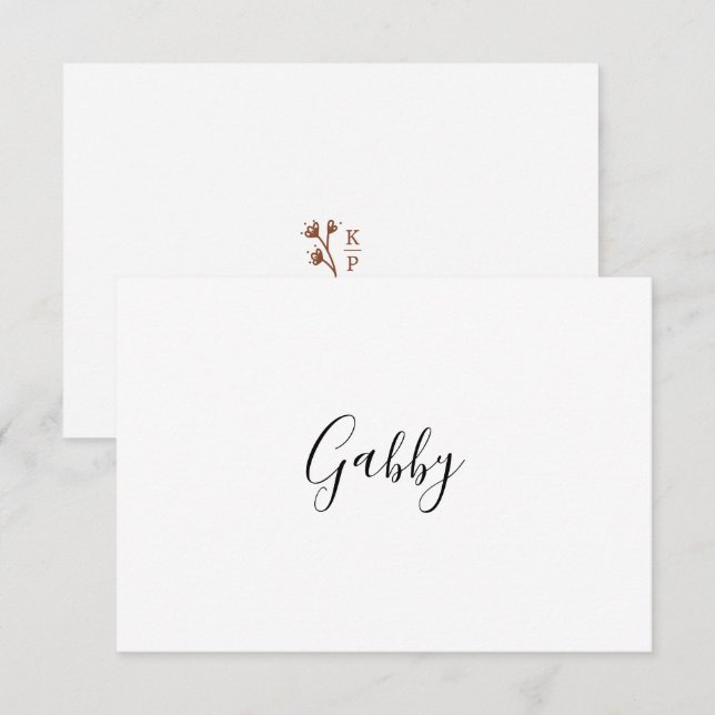 Boho Earthy Botanical Elegant Ivory Place Card (Front/Back)