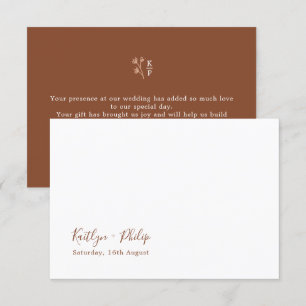Boho Earthy Botanical Elegant Ivory Thank You Card