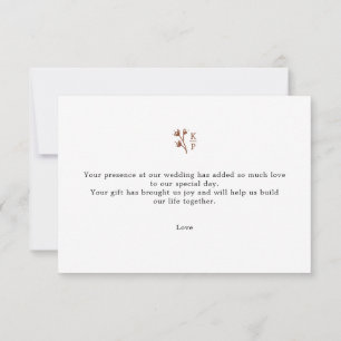 Boho Earthy Botanical Elegant Ivory Thank You Card