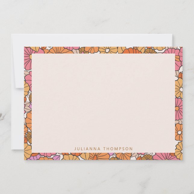 Boho Earthy Burnt Orange Floral Personalized Name Card (Front)