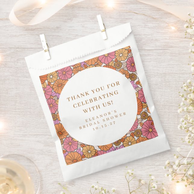 Boho Earthy Floral Bridal Shower Custom Thank You Favour Bag (Clipped)