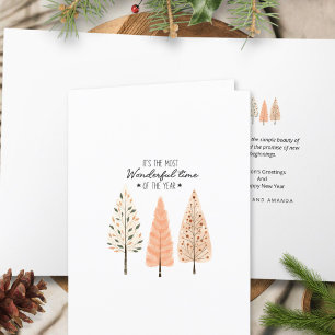 Boho Earthy Modern Minimalist Line Art Nordic Holiday Card