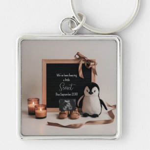 Boho earthy neutral pregnancy announcement gift keychain