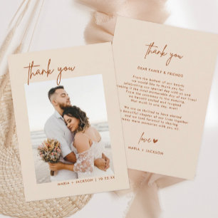 Boho Earthy Photo Mariage Merci Cartes