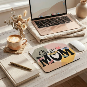 Boho Earthy Playful Abstract Mom Quotes Mouse Pad