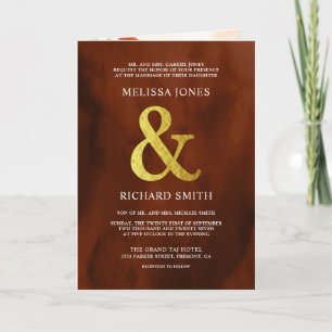 Boho Earthy Terracotta Leaves Arch QR Code Wedding Invitation