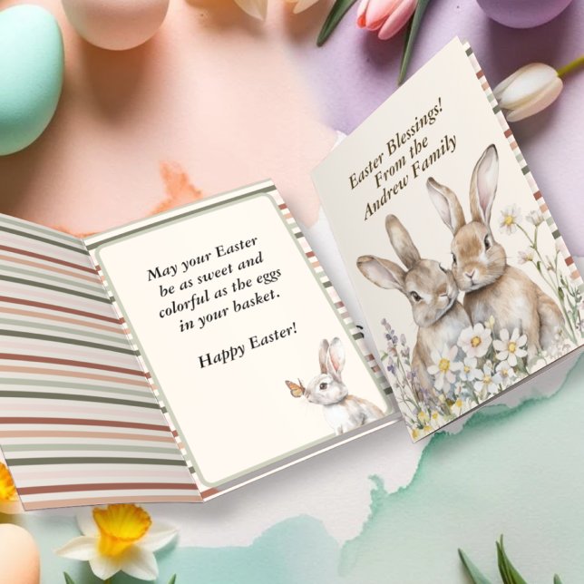 Boho Easter Bunny Personalized  Card (Boho Easter Bunny Personalized Card)