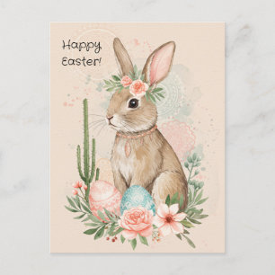 Boho Easter Bunny Postcard – Minimalist Mandala
