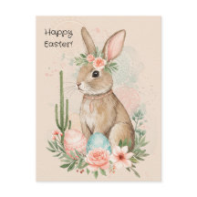 Boho Easter Bunny Postcard – Minimalist Mandala