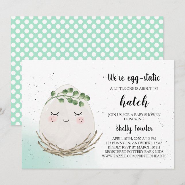 Boho Easter Egg Baby Shower Invitation - Spring (Front/Back)