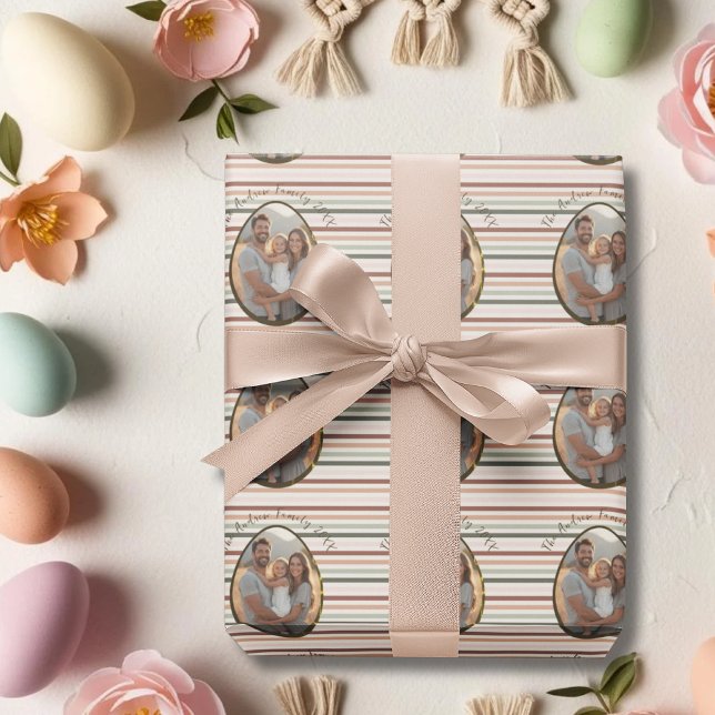 Boho Easter personalized Photo and name Wrapping Paper (Boho Easter personalized Photo and name Wrapping Paper)