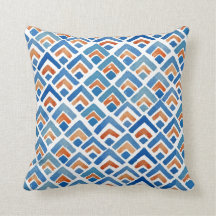 Boho Eclectic Blue and Orange Pillow