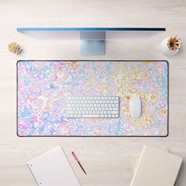 Boho Eclectic Hippie Funky Colourful Pastel Marbl Desk Mat (Office 1)