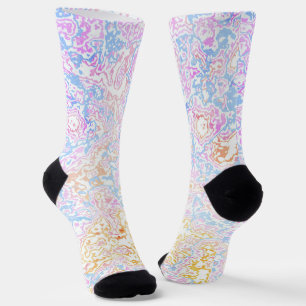 Boho Eclectic Hippie Funky Colourful Pastel Marbl Socks