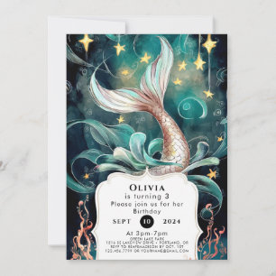 Boho Editable Mermaid Birthday Invitation