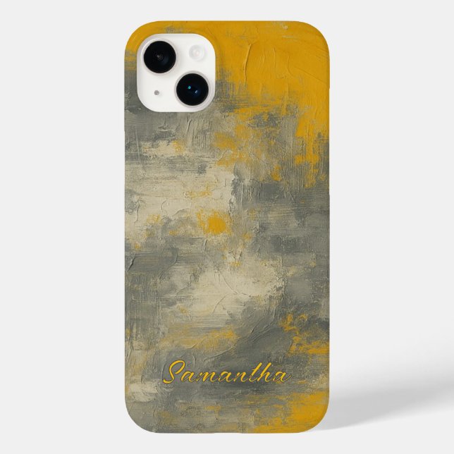 Boho Elegance Abstract Mustard & Grey Art Case-Mate iPhone Case (Back)