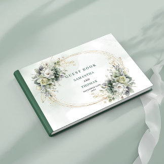 Boho Elegance Sage Green Eucalyptus Wedding Guest Book
