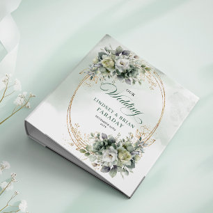 Boho Elegance Sage Green Eucalyptus Wedding Memory Binder