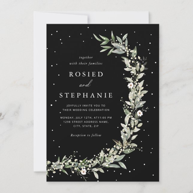 Boho Elegant Bohemian Watercolor Greenery Wedding  Invitation (Front)