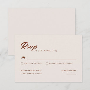 Boho Elegant Modern Minimalist Wedding RSVP Card
